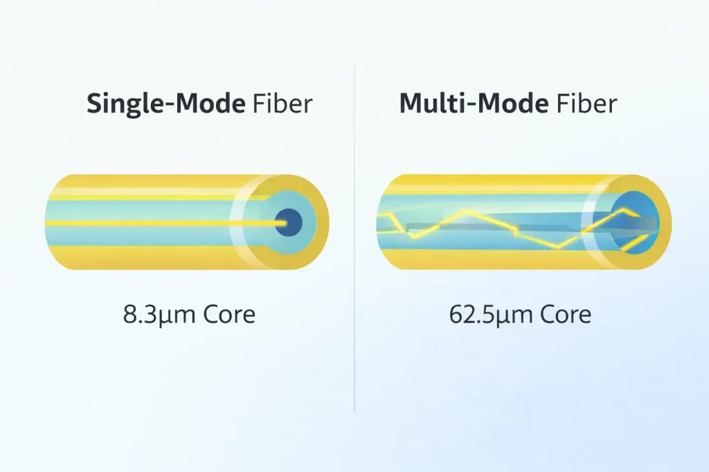 SM fiber and MM fiber