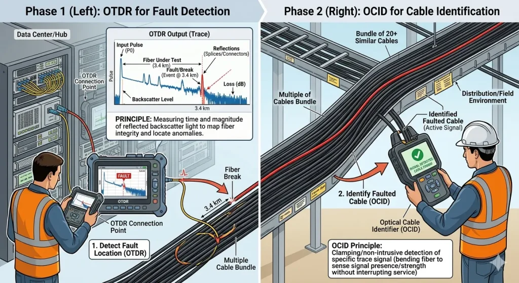 how to use otdr and ocid machine?